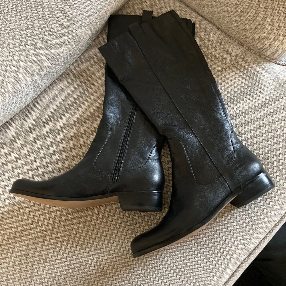 NEW - New York Sixth + Love Black Knee High Leather Boots Size 9